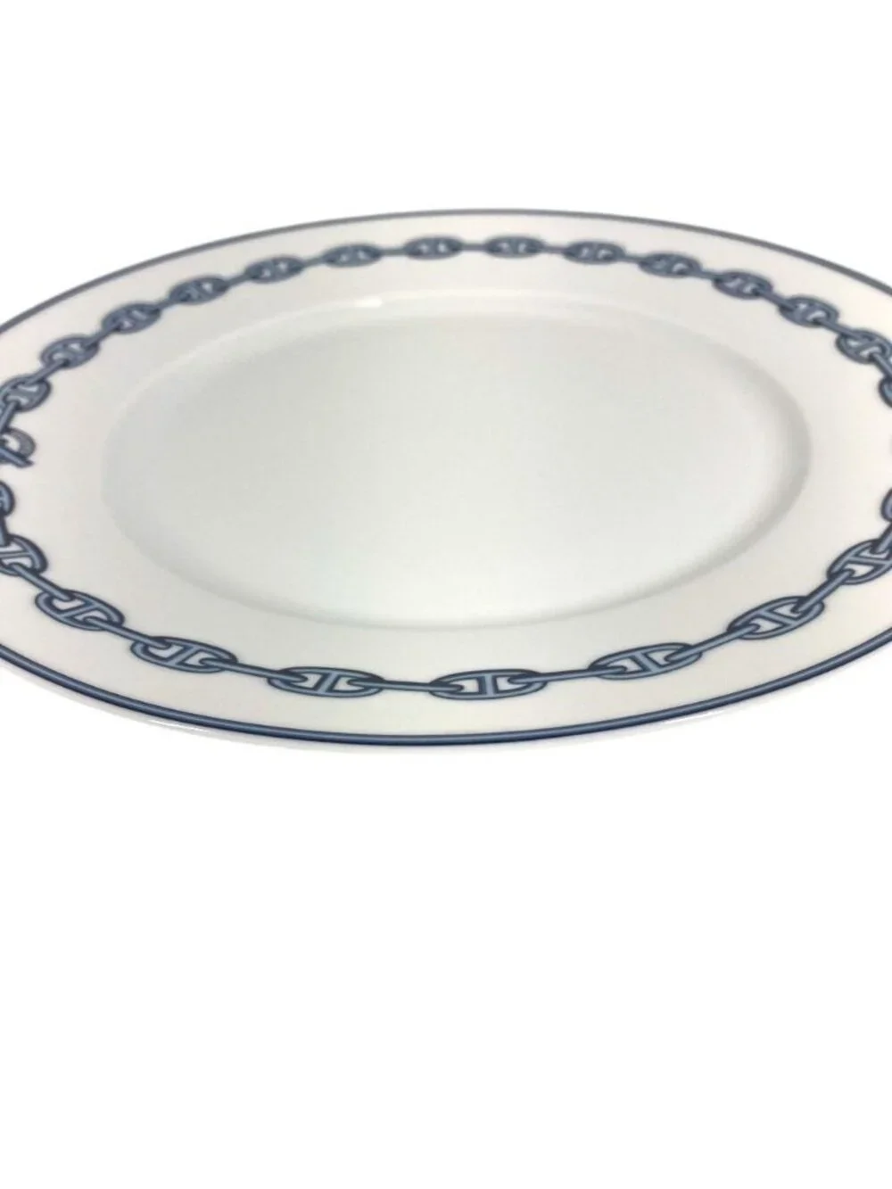 Hermes Plate Chaine D'Ancre Logo Ceramic Blue